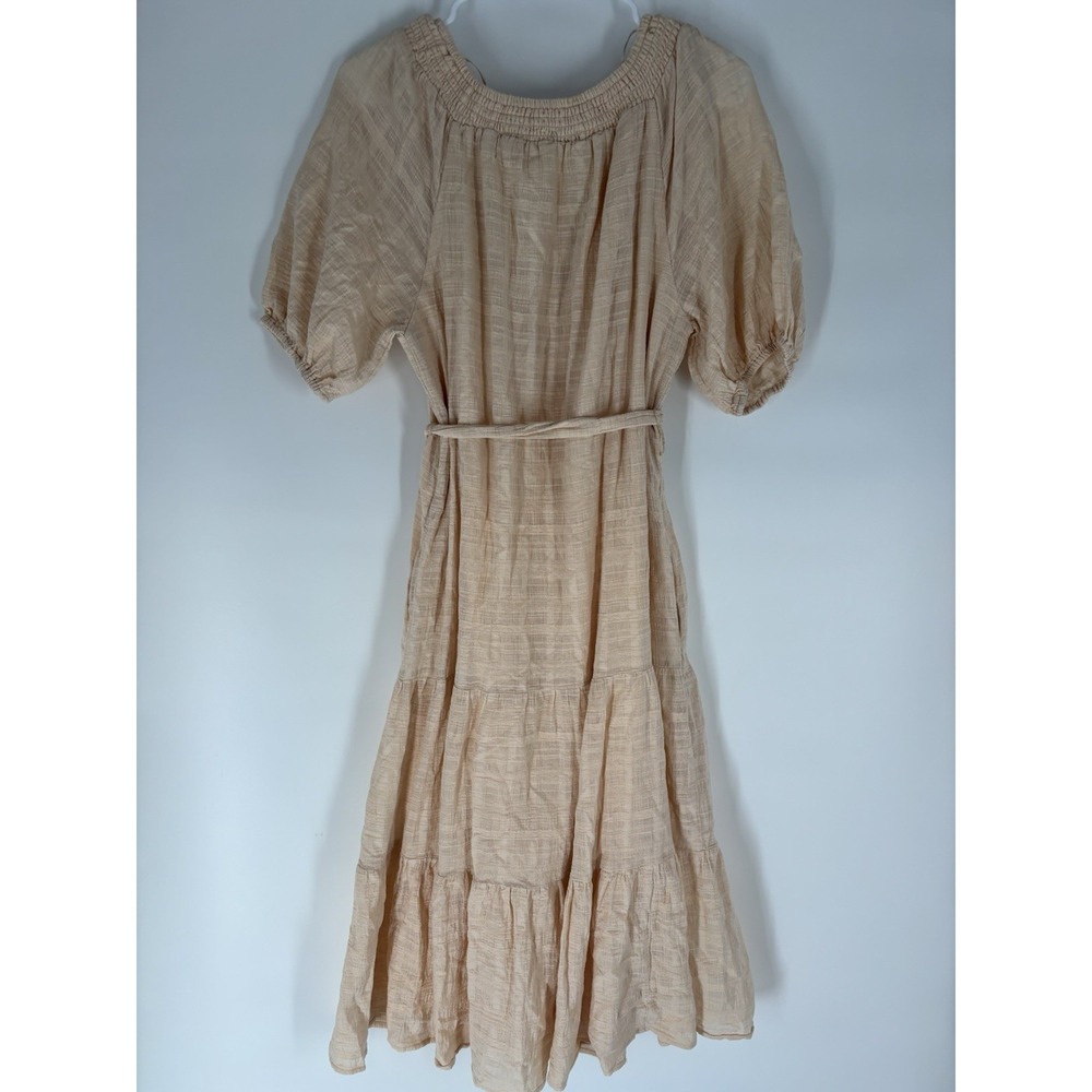 Evereve Tiered Carly Midi Dress M Puff Sleeve Cotton Cottage Milkmaid Coquette - Picture 7 of 10